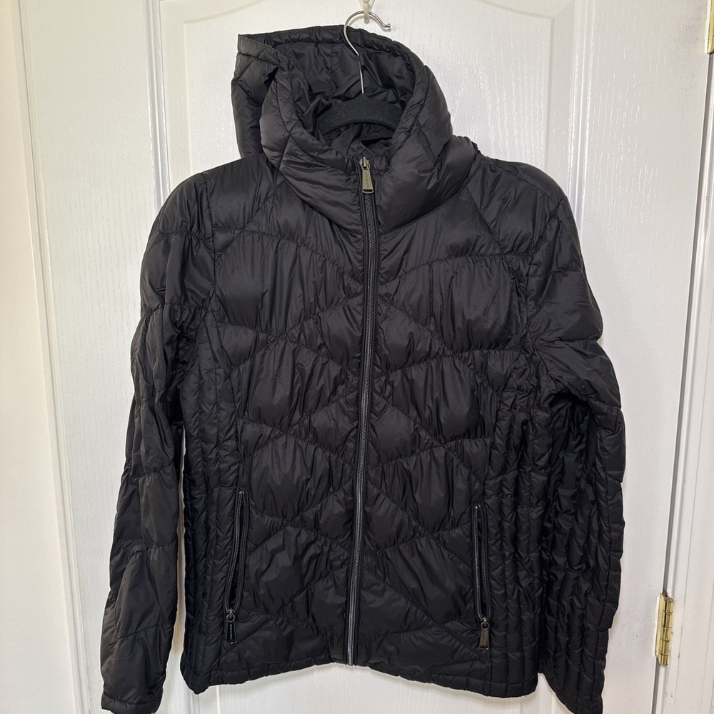 Michael Michael Kors Packable Down Fill Puffer Jacket Women M Black Hooded